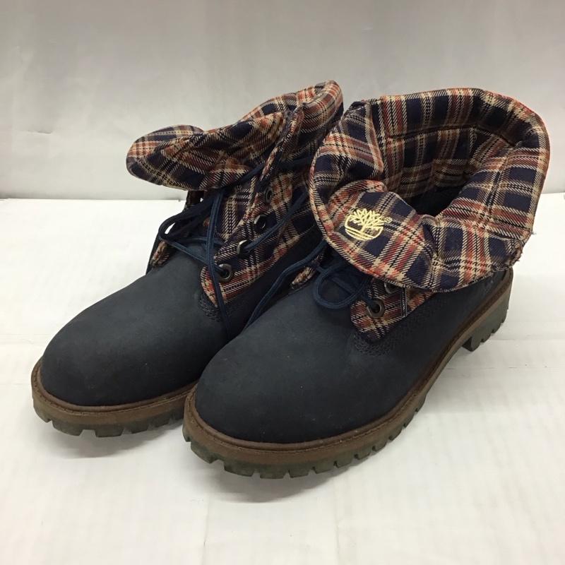 ティンバーランド Timberland ブーツ ショートブーツ 36987M 2WAYブーツ 23cm 23.0cm チェック 紺 / ネイビー /  レディース USED 古着 中古 10118138