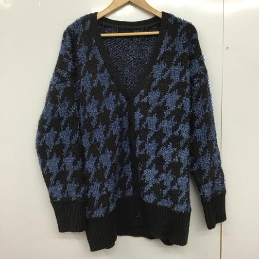 ビームス ハート BEAMS HEART カーディガン 長袖 43-15-0173-213 千鳥格子柄 オーバーサイズ Vネック カーディガン 千鳥格子 黒 / ブラック / X 青 / ブルー /  レディース USED 古着 中古 10147177