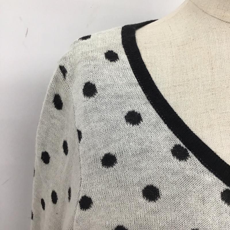 セシルマクビー CECIL McBEE カーディガン 長袖 クルーネック ドット 白 / ホワイト / X 黒 / ブラック /  レディース USED 古着 中古 10116762