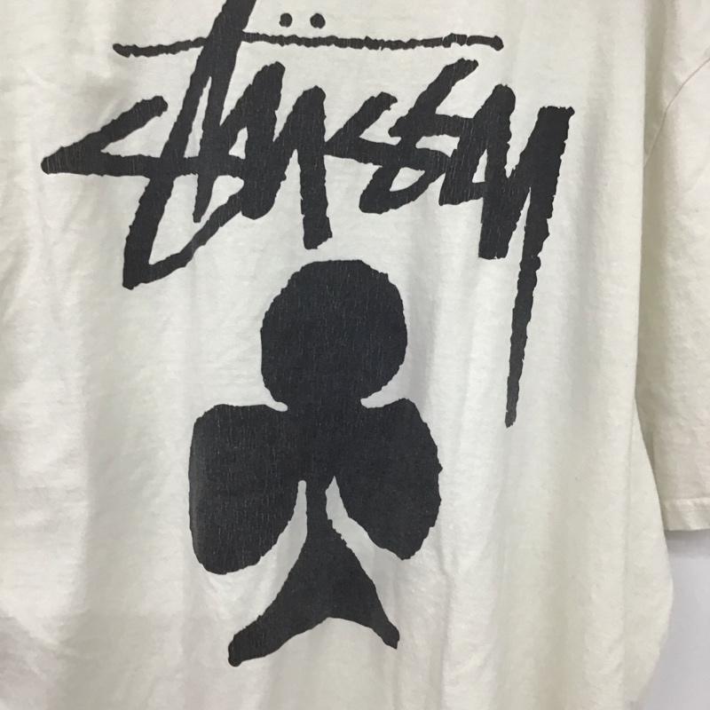 ステューシー STUSSY Tシャツ 半袖 半袖カットソー プリントTシャツ クルーネックカットソー XL プリント 白 / ホワイト /  メンズ USED 古着 中古 10133646