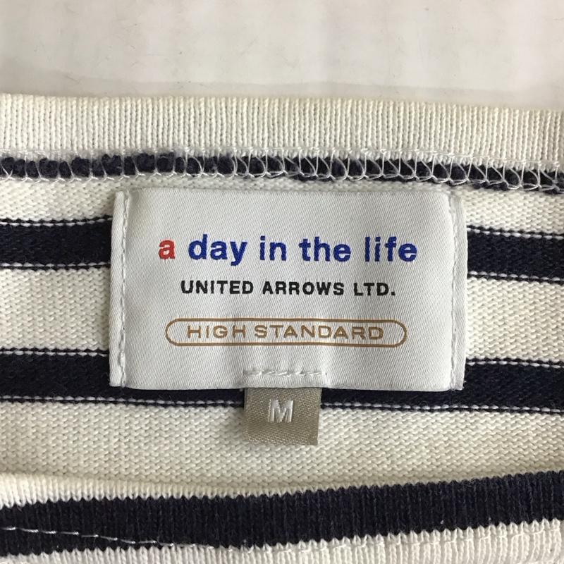 アデイインザライフ ユナイテッドアローズ A day in the life UNITED ARROWS カットソー 長袖 6212-699-0512 ボートネック M ボーダー柄 白 / ホワイト / X 紺 / ネイビー /  メンズ USED 古着 中古 10116816