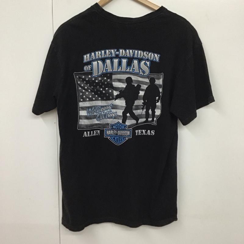 ハーレーダビッドソン Harley-Davidson Tシャツ 半袖 半袖カットソー プリントTシャツ クルーネックカットソー L プリント 黒 / ブラック /  メンズ USED 古着 中古 10130657