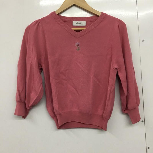 ダズリン dazzlin ニット、セーター 七分袖 021822601901 フラワー刺繍ボリュームスリーブニット Vネック FREE ワンポイント 桃 / ピンク /  レディース USED 古着 中古 10144696