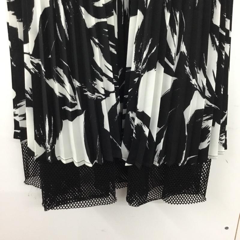 オズモーシス OSMOSIS スカート ロングスカート 597006-009S メッシュヘムプリーツスカート ONE SIZE 総柄 白 / ホワイト / X 黒 / ブラック /  レディース USED 古着 中古 10144653