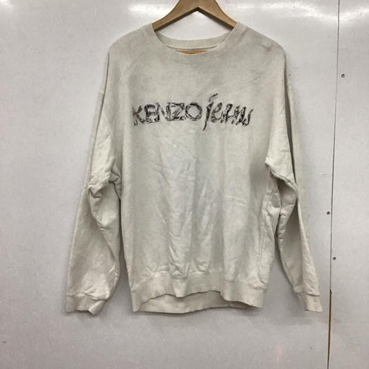 ケンゾージーンズ KENZOJEANS トレーナー 長袖 長袖トレーナー スウェット クルーネック プルオーバー 90s 波タグ FREE ロゴ、文字 白 / ホワイト /  メンズ USED 古着 中古 10144810