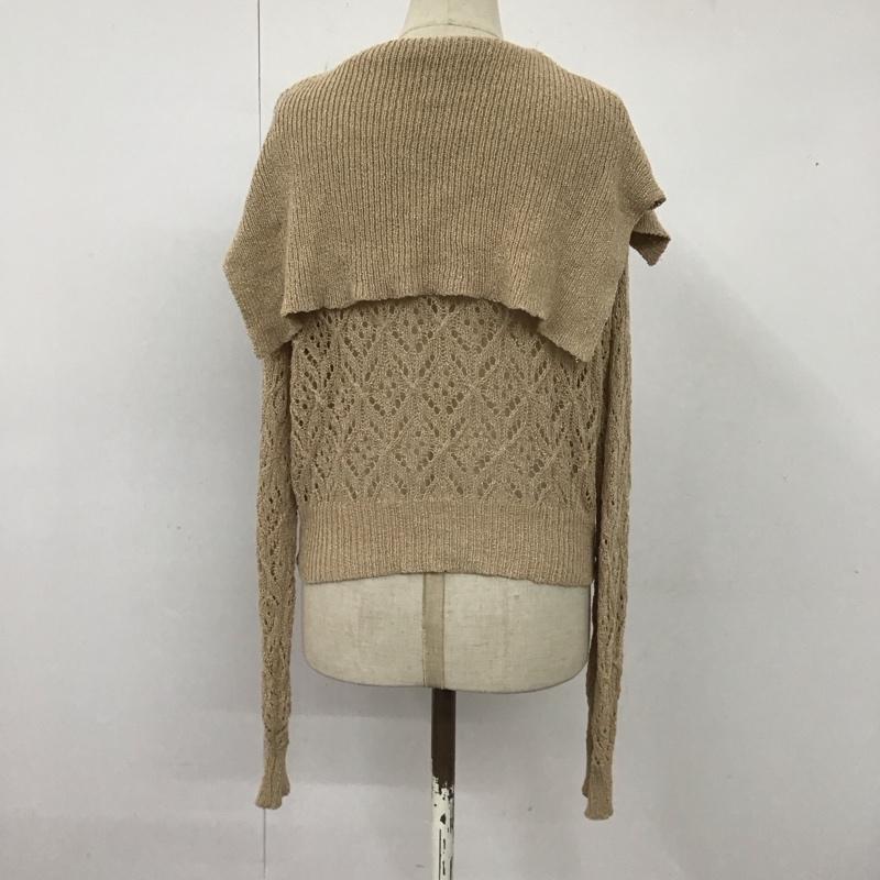ヘザー Heather カーディガン 長袖 HE061571CF 襟付き 透かし編み FREE 無地 ベージュ / ベージュ /  レディース USED 古着 中古 10121124