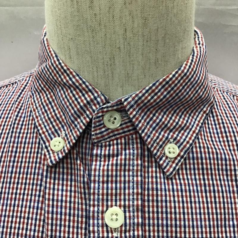グローバルワーク GLOBAL WORK シャツ、ブラウス 長袖 GW021188SB ボタンダウン L チェック 白 / ホワイト / X 赤 / レッド / X 紺 / ネイビー /  メンズ USED 古着 中古 10116838