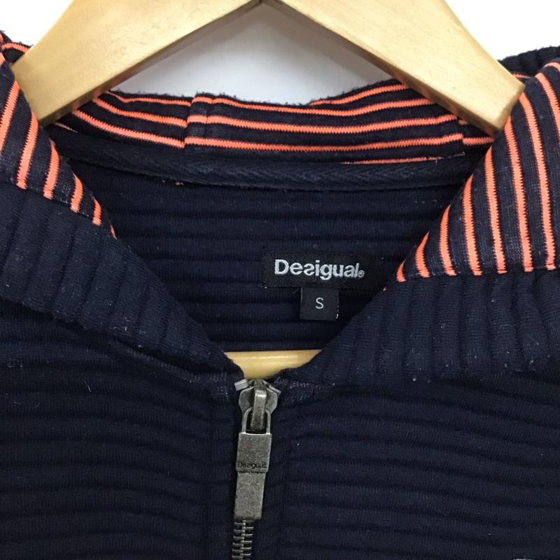 デシグアル Desigual パーカー 長袖 ジップアップパーカー 長袖パーカー カジュアルジャケット S ロゴ、文字 紺 / ネイビー /  メンズ USED 古着 中古 10148784