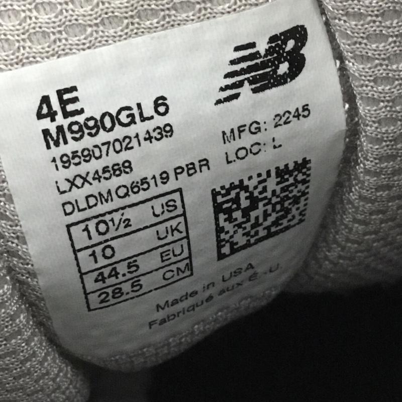 ニューバランス New Balance スニーカー スニーカー M990GL6 Made in USA 28.5cm 箱有 28.5cm ロゴ、文字 灰 / グレー / X 白 / ホワイト /  メンズ USED 古着 中古 10124378