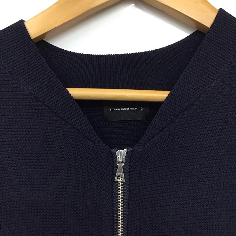 グリーンレーベルリラクシング green label relaxing ジャケット、上着 ジャケット、ブレザー ジップアップジャケット アウター ノーカラージャケット M 無地 紺 / ネイビー /  メンズ USED 古着 中古 10132011