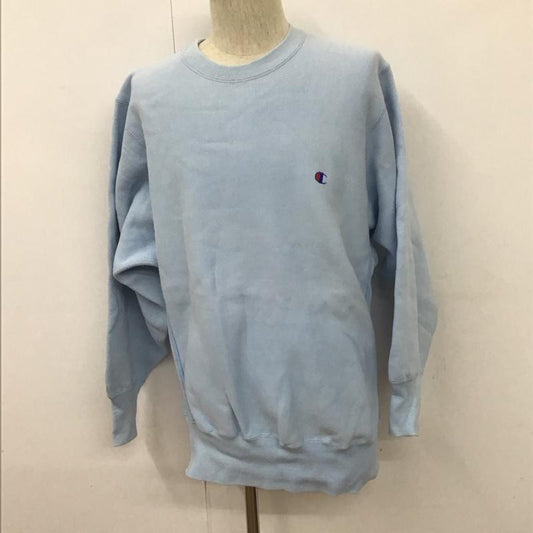 チャンピオン Champion トレーナー 長袖 スウェット 裏起毛 L ワンポイント 水色 / ライトブルー /  メンズ USED 古着 中古 10111859