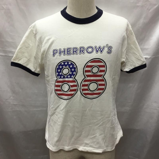 フェローズ Pherrow s Tシャツ 半袖 半袖カットソー プリントTシャツ クルーネックカットソー L プリント 白 / ホワイト /  メンズ USED 古着 中古 10116027