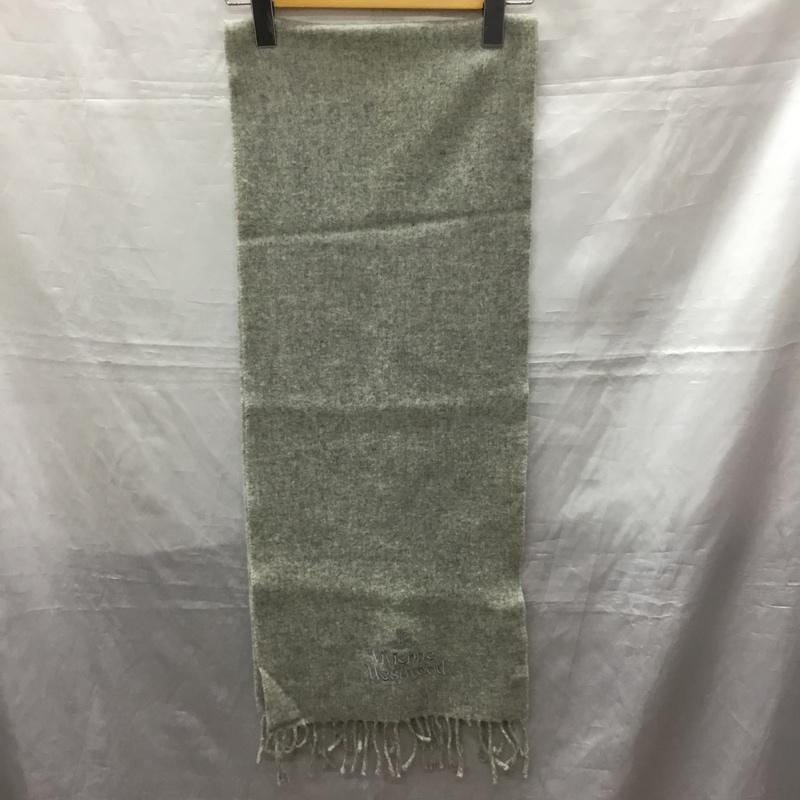 ヴィヴィアンウエストウッド Vivienne Westwood マフラー マフラー ウール フリンジ オーブ ロゴ、文字 灰 / グレー /  レディース USED 古着 中古 10119928
