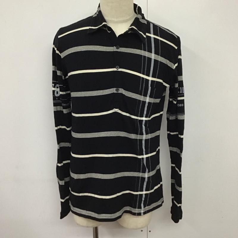 ディーゼル DIESEL カットソー 長袖 長袖カットソー カラーネックカットソー ロングスリーブカットソー プリントTシャツ L ボーダー柄 白 / ホワイト / X 黒 / ブラック /  メンズ USED 古着 中古 10124358