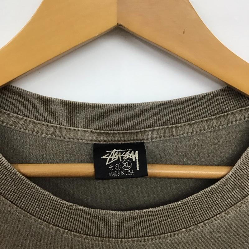ステューシー STUSSY カットソー 長袖 長袖カットソー プリントカットソー クルーネック XL ロゴ、文字 茶 / ブラウン /  メンズ USED 古着 中古 10150599