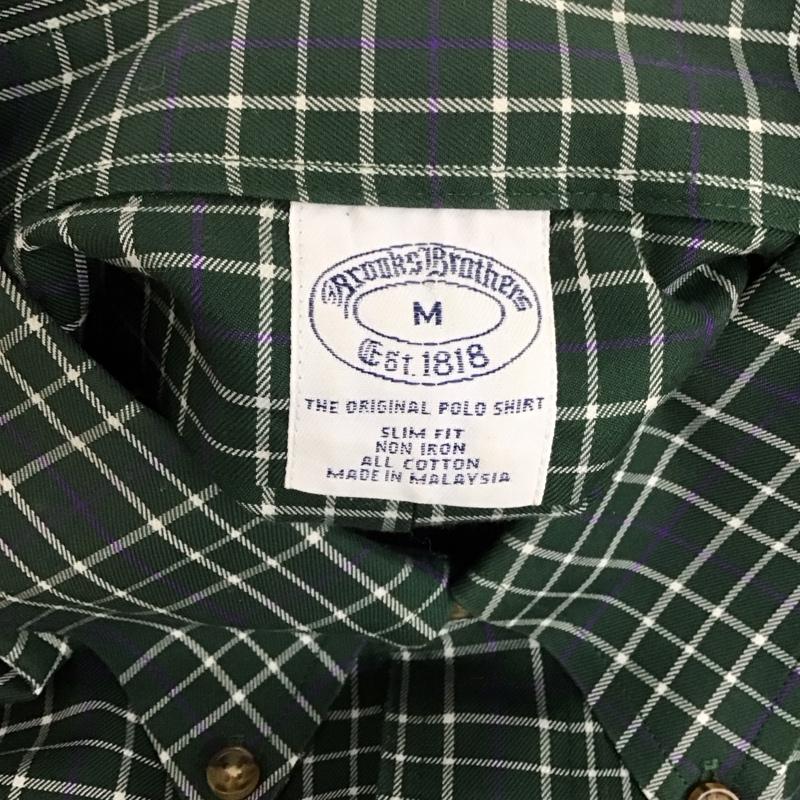 ブルックスブラザーズ BROOKS BROTHERS シャツ、ブラウス 長袖 ボタンダウン 胸ポケット M チェック 緑 / グリーン / X 白 / ホワイト / X 紫 / パープル /  メンズ USED 古着 中古 10112921