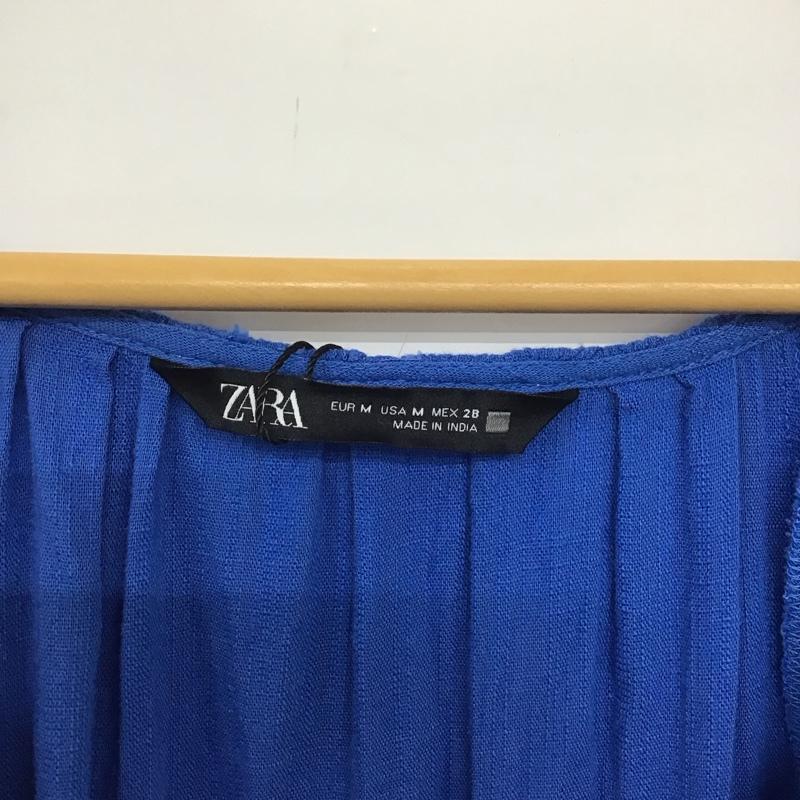 ザラ ZARA ワンピース ロングスカート 半袖ロングワンピース フレアスカート Vネック M 刺繍 青 / ブルー /  レディース USED 古着 中古 10147112