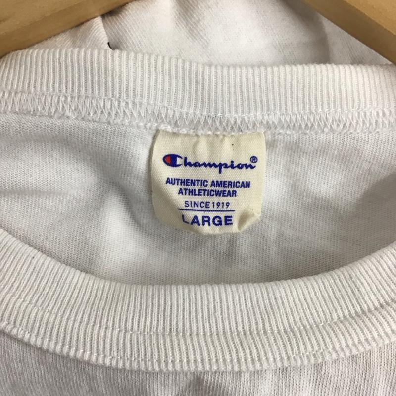 チャンピオン Champion Tシャツ 半袖 C8-V302R プリントTシャツ クルーネックカットソー L ロゴ、文字 白 / ホワイト /  メンズ USED 古着 中古 10130556