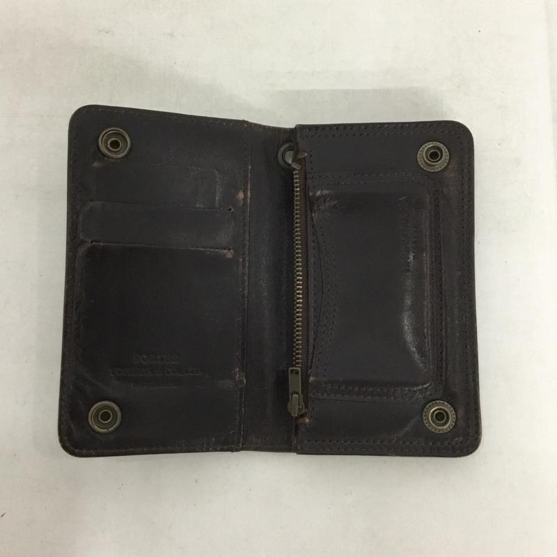 ポーター PORTER 財布 二つ折り WACKO MARIA レザー 無地 ダークブラウン / ダークブラウン /  メンズ USED 古着 中古 10137405