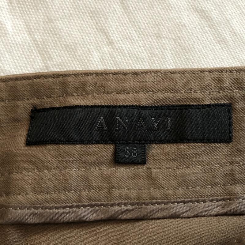 アナイ ANAYI パンツ スラックス センタープレス　ブーツカット 38 無地 カーキ / カーキ / X 茶 / ブラウン /  レディース USED 古着 中古 10031455
