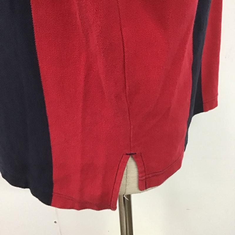 チャンピオン Champion ポロシャツ 半袖 L 刺繍 黒 / ブラック / X 赤 / レッド /  メンズ USED 古着 中古 10111559