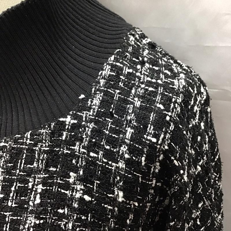 ザラ ZARA ニット、セーター 長袖 3440 252 800 モックネック フリンジ M  黒 / ブラック / X 白 / ホワイト /  レディース USED 古着 中古 10118444