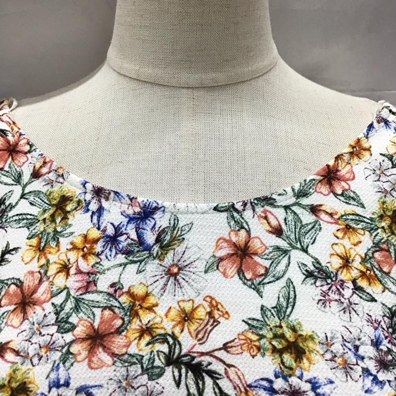 ザラベーシック ZARA BASIC ワンピース ひざ丈スカート 半袖ワンピース フレアスカート ひざ丈 フリル袖 XS プリント マルチカラー / マルチカラー /  レディース USED 古着 中古 10117977