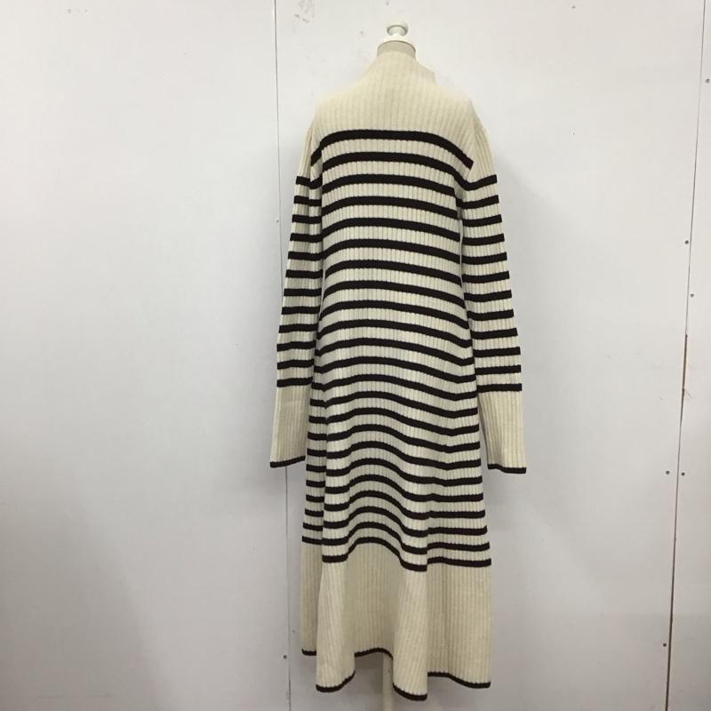 ミラオーウェン Mila Owen ワンピース ロングスカート 09WN0224182 モックネック ニットワンピース 長袖 リブ 0 ボーダー柄 アイボリー / アイボリー / X 黒 / ブラック /  レディース USED 古着 中古 10123219