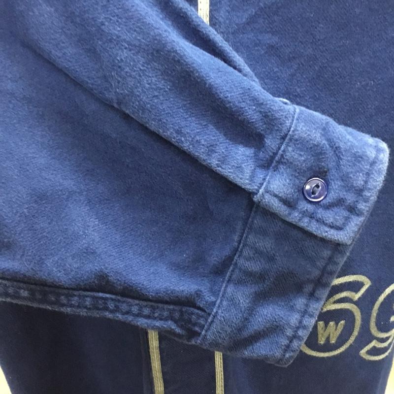 テンダーロイン TENDERLOIN シャツ、ブラウス 長袖 長袖シャツ ノーカラーシャツ カジュアルシャツ M ロゴ、文字 インディゴ / インディゴ /  メンズ USED 古着 中古 10121479