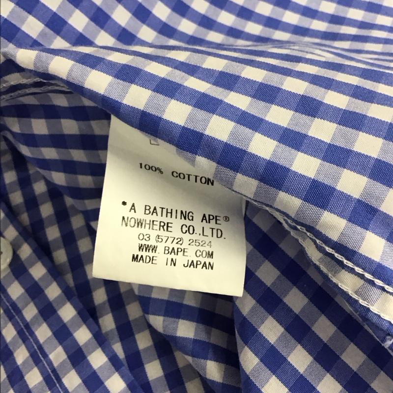 アベイシングエイプ A BATHING APE シャツ、ブラウス 半袖 半袖シャツ カラーシャツ 半袖カットソー チェックシャツ M チェック 白 / ホワイト / X 青 / ブルー /  メンズ USED 古着 中古 10112819