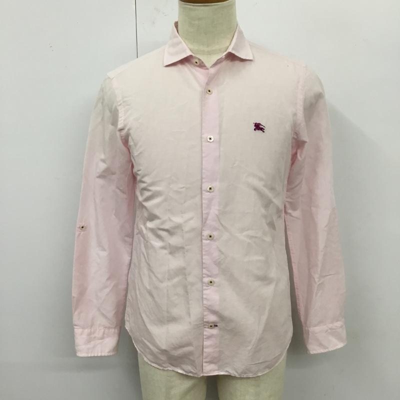 バーバリーブラックレーベル BURBERRY BLACK LABEL シャツ、ブラウス 長袖 D1M22-721-12 コットン リネン 2 ワンポイント 桃 / ピンク /  メンズ USED 古着 中古 10119752