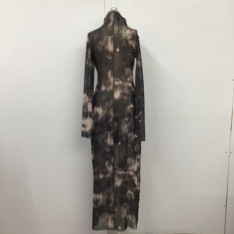ザラ ZARA ワンピース ロングスカート 長袖 シアー マーブル S 総柄 黒 / ブラック / X ベージュ / ベージュ /  レディース USED 古着 中古 10116671