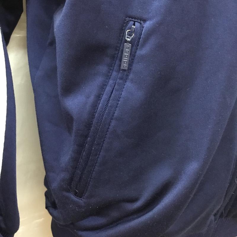 アディダス adidas ジャケット、上着 ジャケット、ブレザー トラックジャケット ジャージ M ロゴ、文字 紺 / ネイビー / X 白 / ホワイト /  メンズ USED 古着 中古 10111364