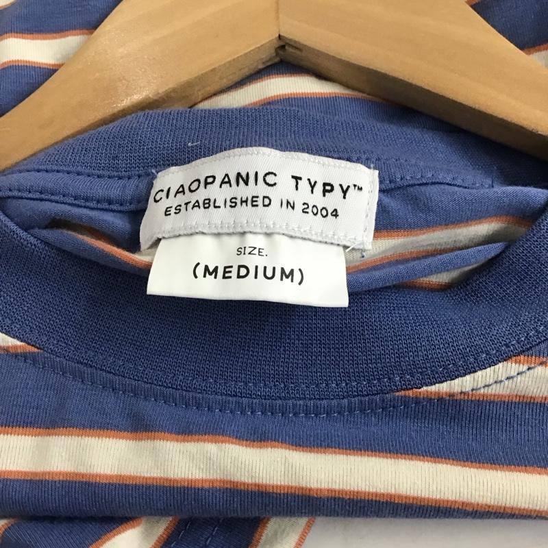 チャオパニックティピー CIAOPANIC TYPY カットソー 長袖 長袖カットソー プリントカットソー クルーネック M ボーダー柄 水色 / ライトブルー /  メンズ USED 古着 中古 10145046