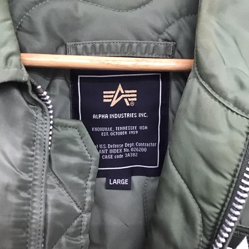 アルファインダストリー Alpha Industries ジャケット、上着 ジャンパー、ブルゾン ジップアップジャケット ミリタリージャケット アウター L ロゴ、文字 カーキ / カーキ /  メンズ USED 古着 中古 10146663