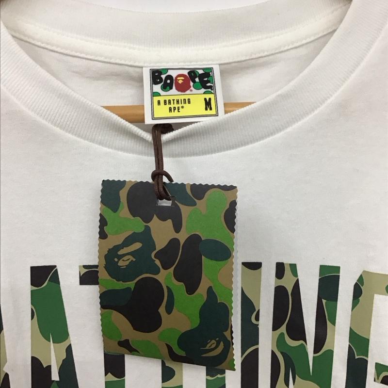 アベイシングエイプ A BATHING APE Tシャツ 半袖 半袖カットソー プリントTシャツ クルーネックカットソー M プリント 白 / ホワイト /  メンズ USED 古着 中古 10136254