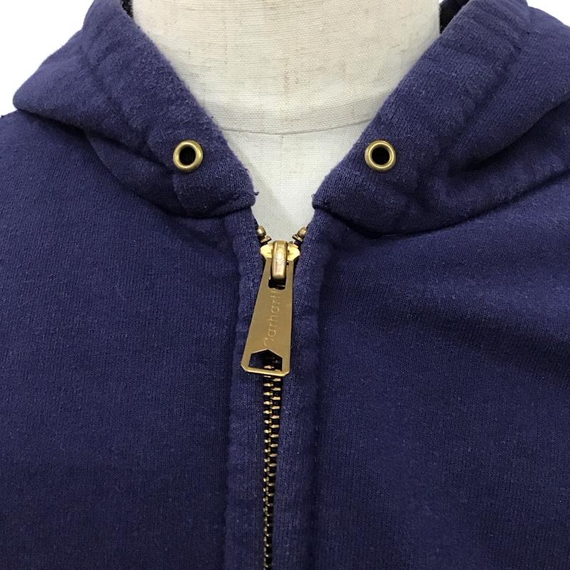 カーハート Carhartt パーカー 長袖 ジップアップパーカー 長袖パーカー フード付きパーカー L ロゴ、文字 紺 / ネイビー /  メンズ USED 古着 中古 10116651