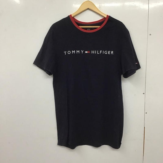 トミーヒルフィガー TOMMY HILFIGER Tシャツ 半袖 半袖カットソー プリントTシャツ クルーネックカットソー M ロゴ、文字 紺 / ネイビー /  メンズ USED 古着 中古 10138762