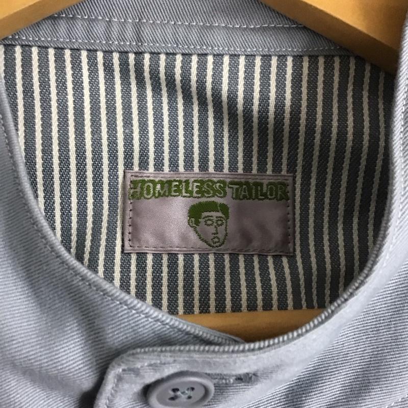 ホームレステイラー HOMELESS TAILOR シャツ、ブラウス 長袖 長袖シャツ ノーカラーシャツ ロングシャツ FREE ストライプ 水色 / ライトブルー /  メンズ USED 古着 中古 10131468