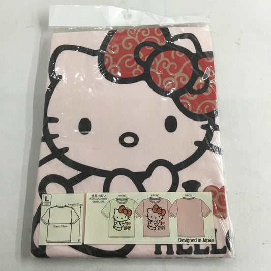 豊天商店 ぶーでんしょうてん Tシャツ 半袖 唐草リボン キティちゃん L プリント X キャラクター 桃 / ピンク /  レディース USED 古着 中古 10146220