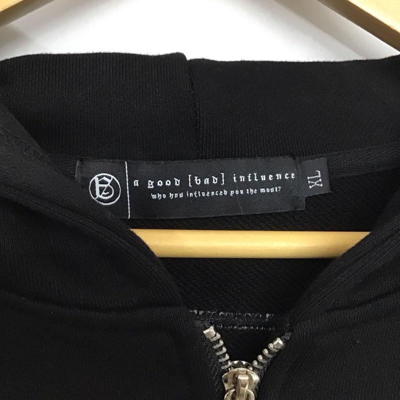 アグッドバッドインフルエンス A GOOD BAD INFLUENCE パーカー 長袖 ジップアップパーカー 長袖パーカー カジュアルジャケット XL ロゴ、文字 黒 / ブラック /  メンズ USED 古着 中古 10149161