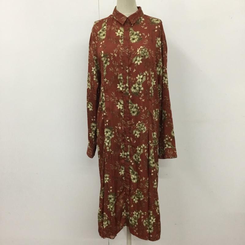 マウジー MOUSSY ワンピース ロングスカート 0109AS30-7530 SIDE SLIT LONG SHIRT 長袖 FREE 花柄 茶 / ブラウン /  レディース USED 古着 中古 10116075