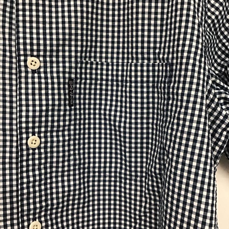 モンベル mont-bell シャツ、ブラウス 半袖 1114549 WIC ドライタッチ ショートスリーブシャツ ボタンダウン M チェック 白 / ホワイト / X 紺 / ネイビー /  メンズ USED 古着 中古 10133580