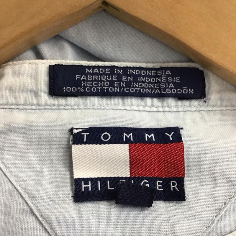 トミーヒルフィガー TOMMY HILFIGER シャツ、ブラウス 長袖 ノーカラー XL 無地 水色 / ライトブルー /  メンズ USED 古着 中古 10141119