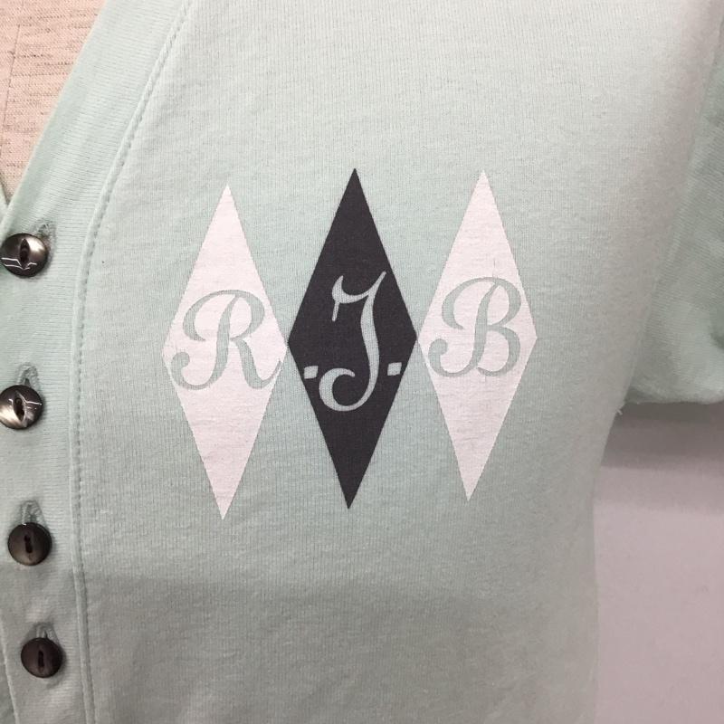 アールジェイビー R.J.B Tシャツ 半袖 フロントボタン Vネック 38 ロゴ、文字 薄緑 / ライトグリーン /  メンズ USED 古着 中古 10107540