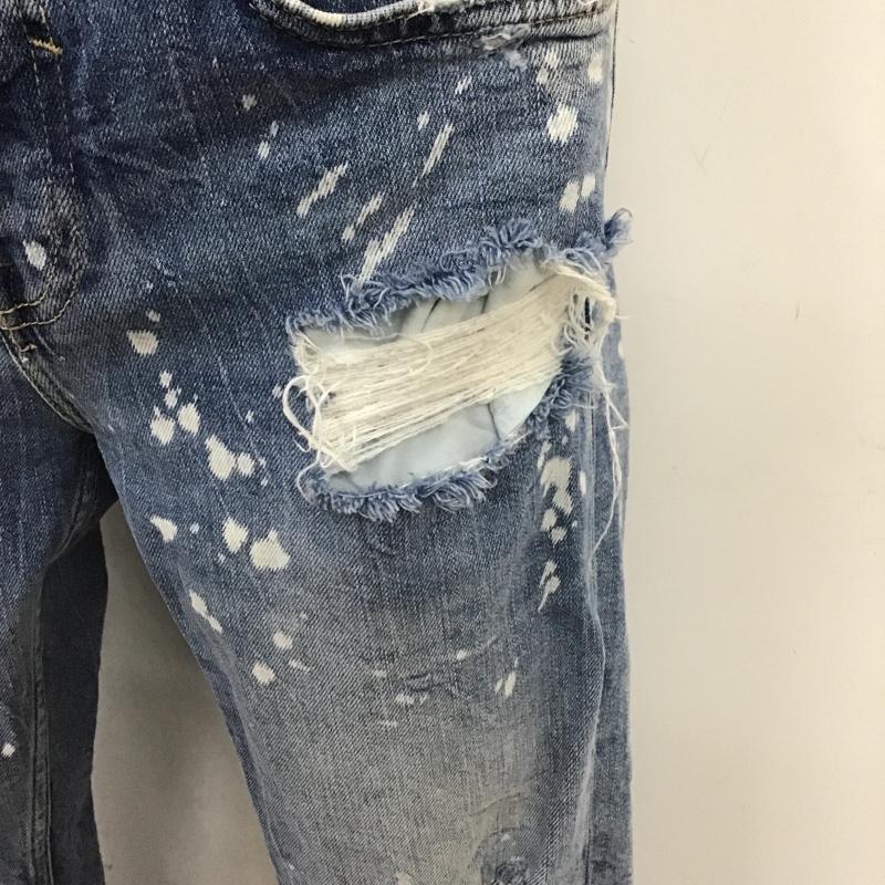 ザラ ZARA パンツ デニム、ジーンズ デニムパンツ スリムパンツ ストレッチパンツ ジーンズ ペイント加工 38 プリント インディゴ / インディゴ /  メンズ USED 古着 中古 10105824