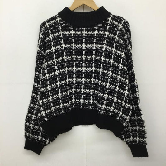 イング INGNI ニット、セーター 長袖 M  黒 / ブラック / X 白 / ホワイト /  レディース USED 古着 中古 10139619