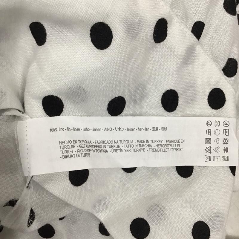 ザラウーマン ZARA WOMAN カットソー 七分袖 4886 046 251 リネン リボン XS ドット 白 / ホワイト / X 黒 / ブラック /  レディース USED 古着 中古 10116947