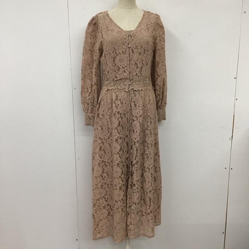アルシーヴ archives ワンピース ロングスカート OP-0933 Vネック 長袖 FREE レース柄 桃 / ピンク /  レディース USED 古着 中古 10117708
