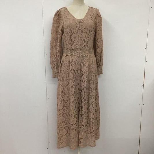 アルシーヴ archives ワンピース ロングスカート OP-0933 Vネック 長袖 FREE レース柄 桃 / ピンク /  レディース USED 古着 中古 10117708